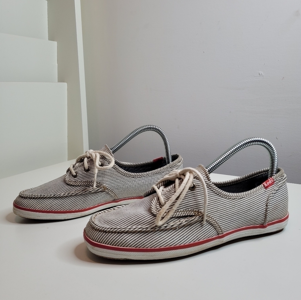 Keds Denim Blue Pinstripe Boat Shoes Sneakers Size Women's 6